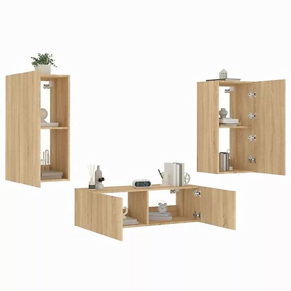 vidaXL TV-Schrank 3tlg TV Schrank Set Hängeschrank Wohnwand Fernsehschrank günstig online kaufen