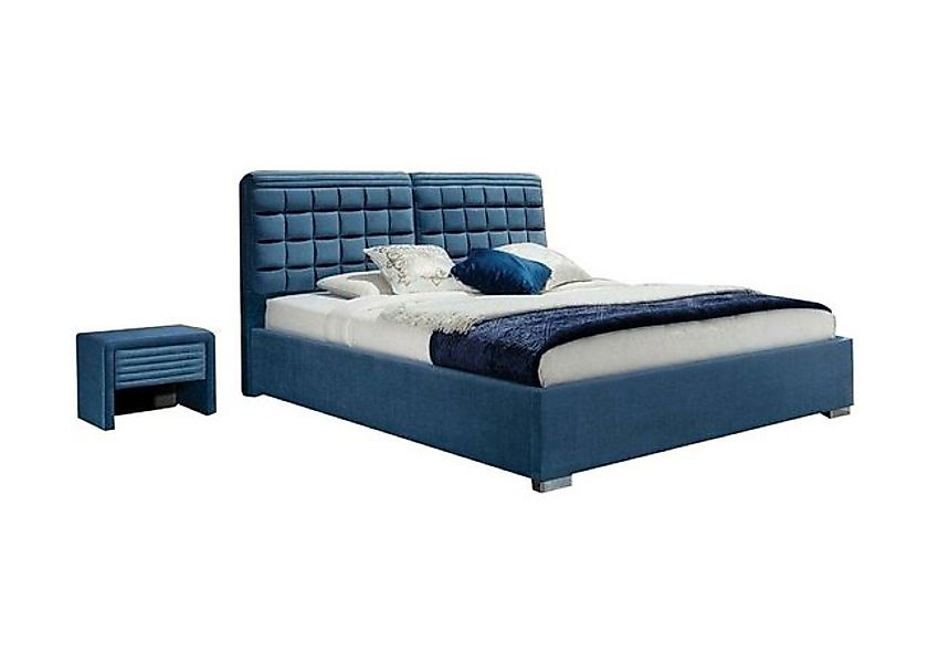 JVmoebel Bett Boxspring Stoff Hotel Blaue Betten Schlafzimmer Möbel Doppel günstig online kaufen