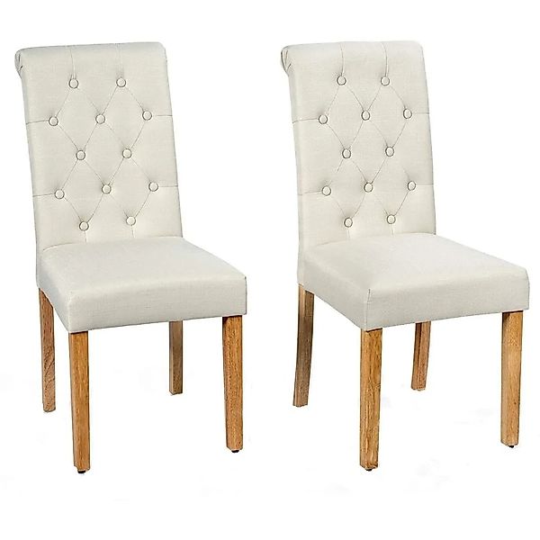 Costway 2er Set Esszimmerstühle mit Gummiholzbeinen Beige günstig online kaufen