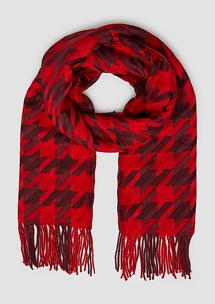 s.Oliver Schal Tuch, Breiter Schal mit Hahnentritt-Muster und Fransen günstig online kaufen