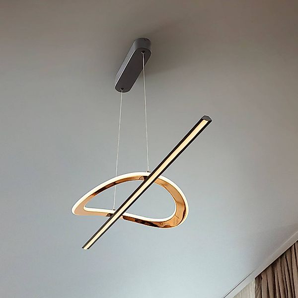 LED-Hängelampe Enora, schwarz/goldfarben, Länge 120 cm, CCT günstig online kaufen