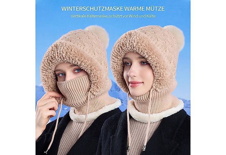 Refttenw Sturmhaube Damen Wintermütze mit Schal und Gesichtsmaske,Warm Gefü günstig online kaufen