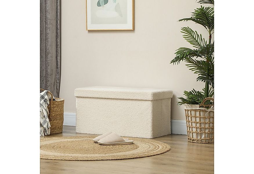 HOMCOM Sitzbank mit Stauraum, faltbar, mit Samtoptik, Sitztruhe (Truhenbank günstig online kaufen