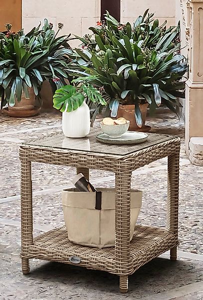 Destiny Beistelltisch MERANO, 46x46x50cm, Aluminium, Polyrattan günstig online kaufen