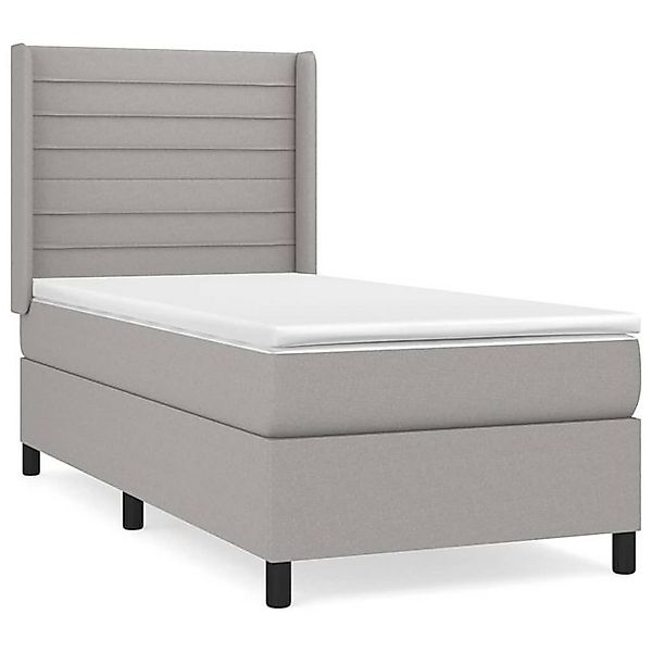 vidaXL Boxspringbett, Boxbett mit Matratze Hellgrau 90x200 cm Stoff günstig online kaufen