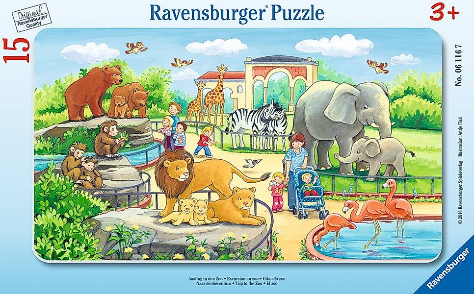 Ravensburger Verlag GmbH Rahmenpuzzle Ravensburger Rahmenpuzzle Zoo 15 Teil günstig online kaufen