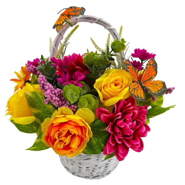Kunstblumenstrauß - Deko Korb mit künstlichen günstig online kaufen