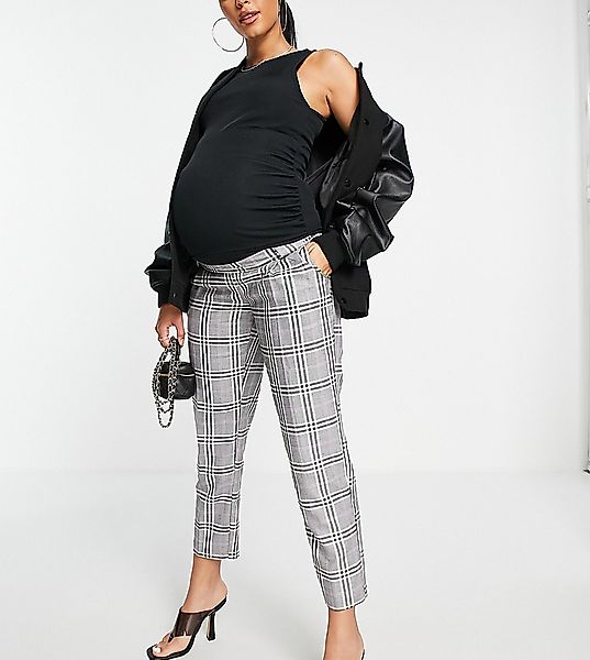 ASOS DESIGN Maternity – Elegante, schmal zulaufende Hose in Lila mit Prince günstig online kaufen