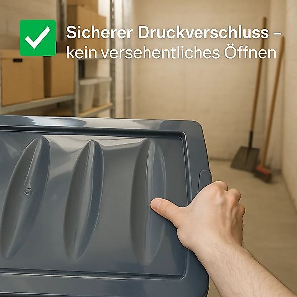 BigDean Aufbewahrungsbox 3x 60 L Plastikboxen mit Deckel groß Budget Kunsts günstig online kaufen