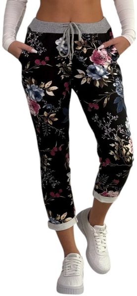 Mississhop Chinohose Damen Hose Blumen Jogginghose günstig online kaufen
