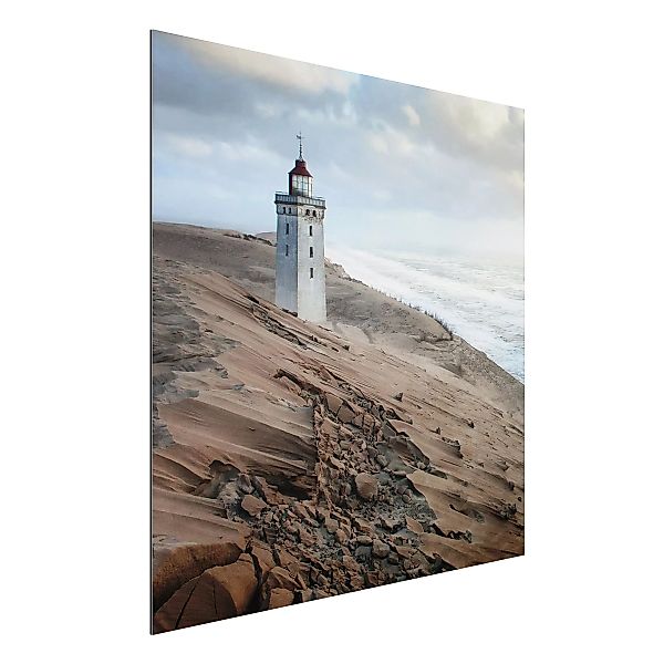 Alu-Dibond Bild Natur & Landschaft - Quadrat Leuchtturm in Dänemark günstig online kaufen