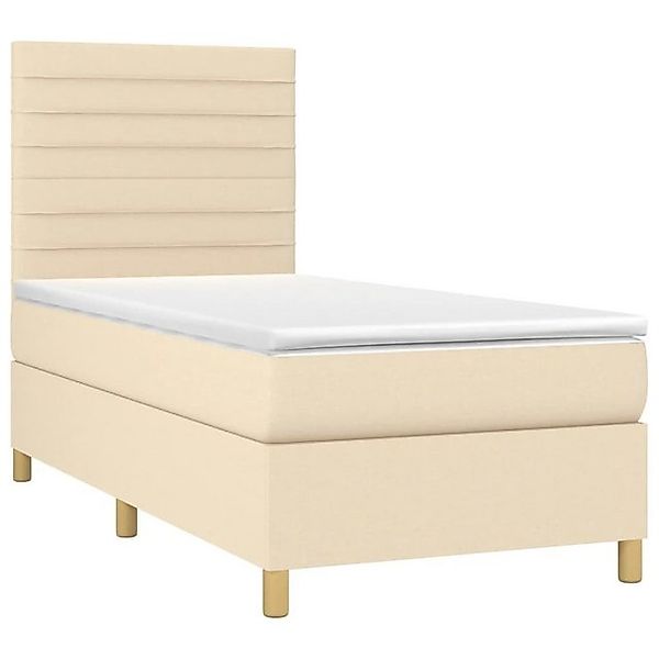vidaXL Boxspringbett, Boxbett mit Matratze Creme 80x200 cm Stoff günstig online kaufen