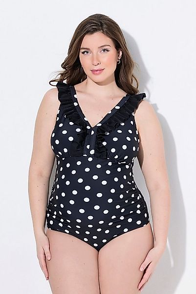 Ulla Popken Badeanzug Badeanzug ohne Softschalen Ausschnitt-Rüsche Schwange günstig online kaufen