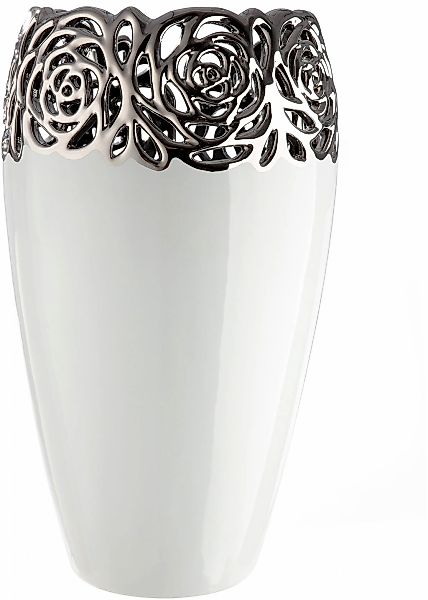 GILDE Tischvase "Vase Rose weiß H. 31,5 cm" günstig online kaufen
