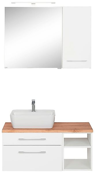 welltime Badmöbel-Set "Davos", (3 St.), Spiegelschrank mit extra Regal günstig online kaufen