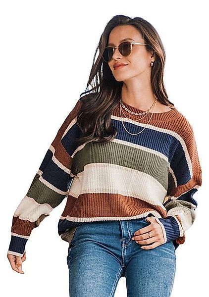Cupshe Strickpullover Gestreifter Pullover mit überschnittenen günstig online kaufen