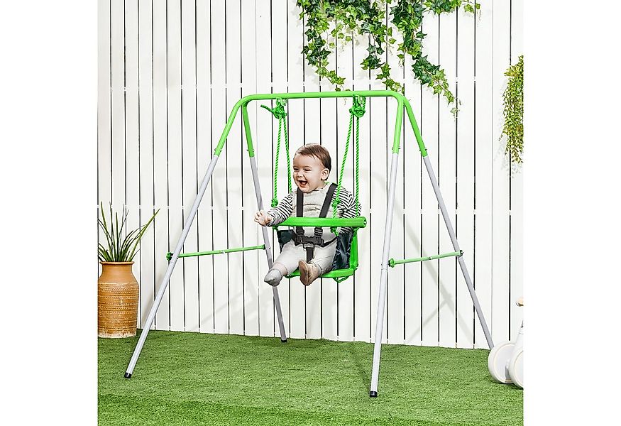 Outsunny Einzelschaukel Babyschaukel mit Sicherheitsbügel, Anschnallgurt, ( günstig online kaufen