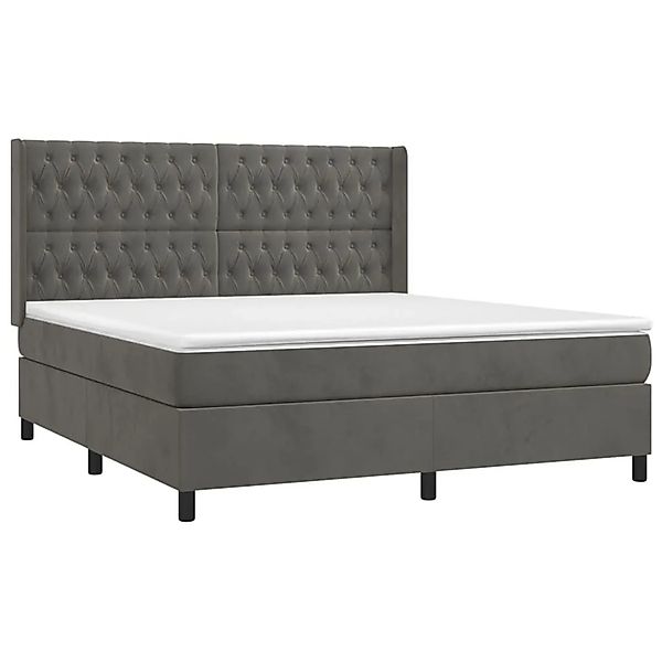 vidaXL Boxspringbett mit Matratze & LED Dunkelgrau 160x200 cm Samt 3139752 günstig online kaufen
