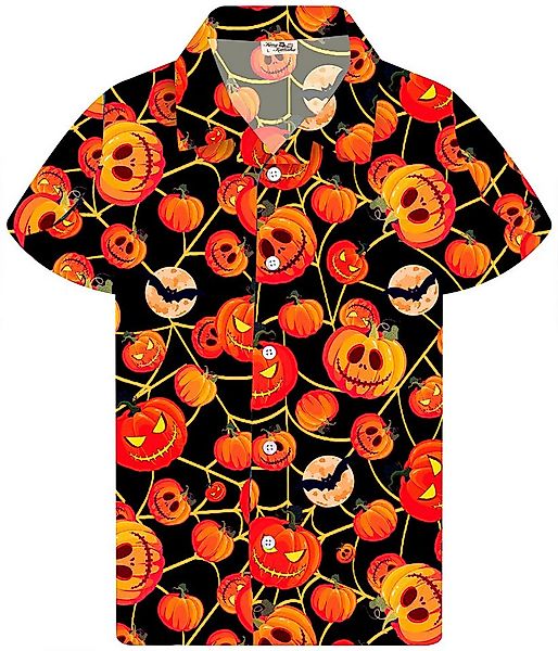 King Kameha Hawaiihemd Halloween Pumpkin Web Funky Hawaii-Hemd Kurzarm Fron günstig online kaufen