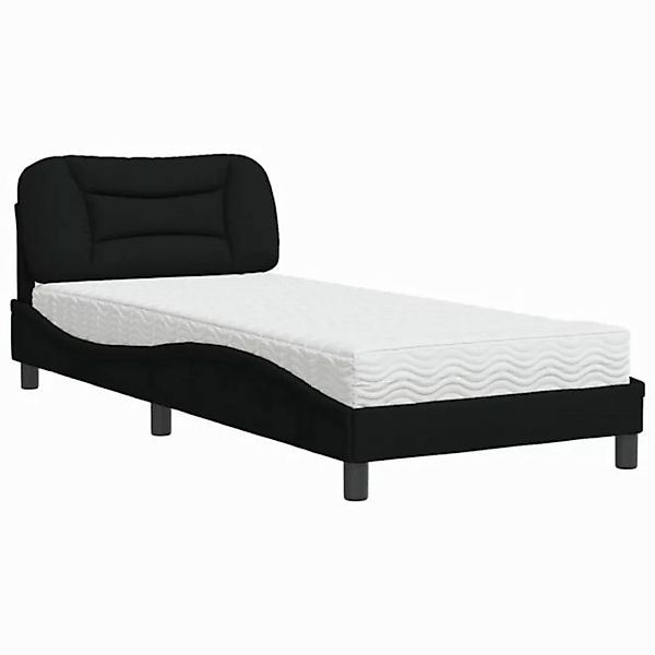 vidaXL Bettgestell, Bett mit Matratze Schwarz 90x190 cm Stoff günstig online kaufen