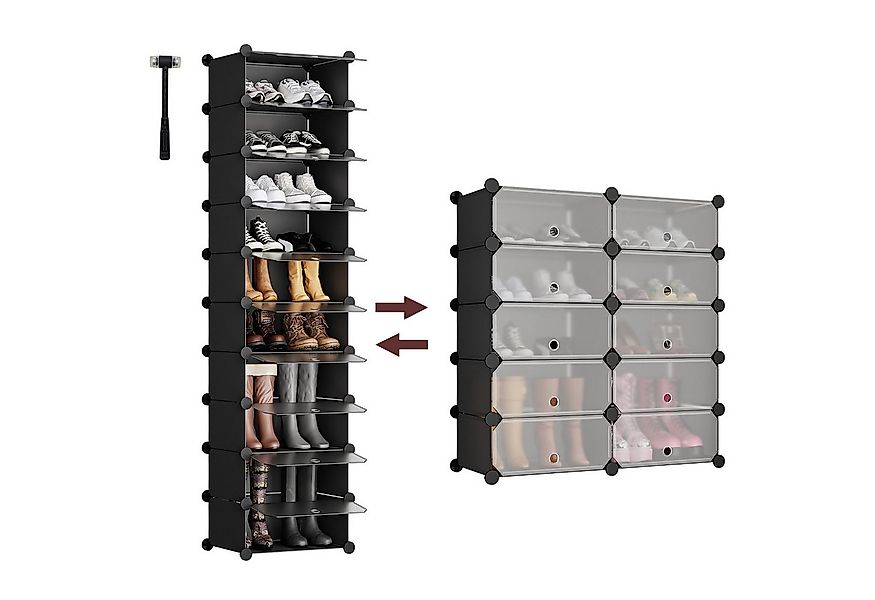 Sekey Schuhregal Platzsparendes Schuhregal mit Stecksystem – 10 Ebenen, Hoc günstig online kaufen