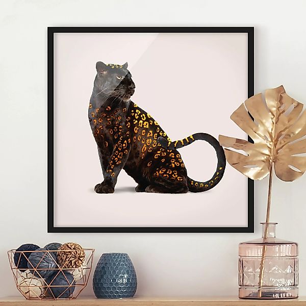 Bild mit Rahmen Tiere - Quadrat Goldener Panther günstig online kaufen