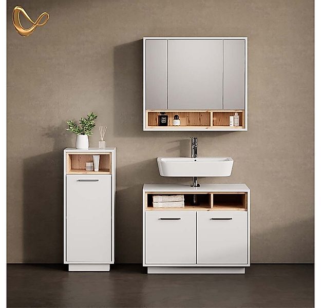 Livinity® Badezimmerspiegelschrank Temo, Weiß, 80 x 72 cm (1-St) günstig online kaufen