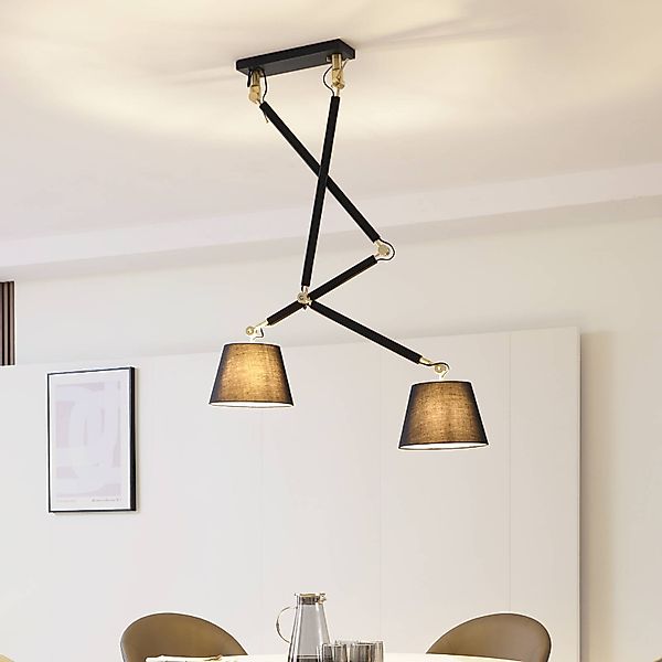 Lucande Deckenlampe Marvaine schwarz/goldfarben, Textil, E27 günstig online kaufen