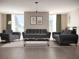 Beautysofa Polstergarnitur mit Metallbeine in schwarzer günstig online kaufen