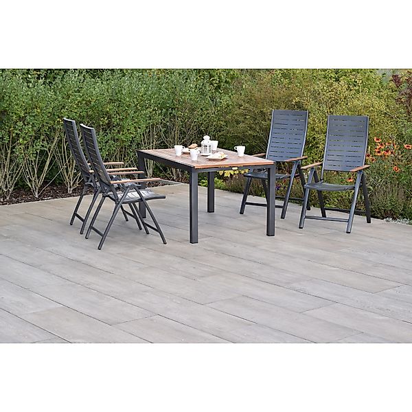 Merxx Tinos Set 5-tlg. 4 Klappsessel Gartentisch Ausziehbar günstig online kaufen