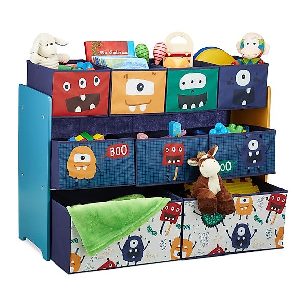 relaxdays Standregal Kinderregal mit Boxen Monster günstig online kaufen