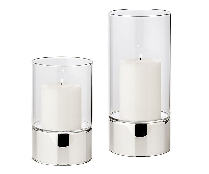 EDZARD Windlicht Granada, 2er-Set, Silber-Optik, H 15/20 cm günstig online kaufen