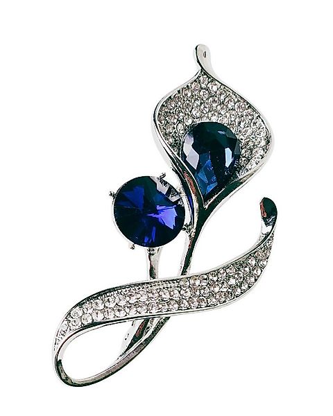 MayTree Brosche "Calla", weiß mit zwei blauen Strasssteinen (Stück, 1-tlg), günstig online kaufen