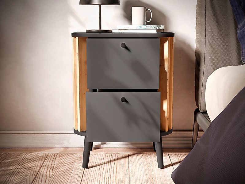 Home affaire Kommode "Stavanger, Höhe 60 cm, Paneel-Stäbchen-Optik, 2 Schub günstig online kaufen