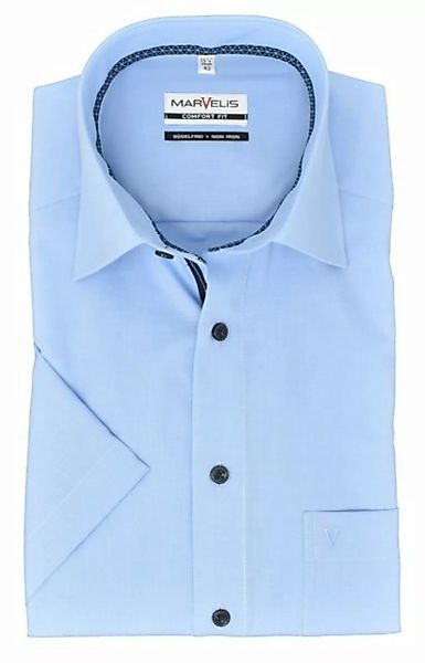 MARVELIS Kurzarmhemd Kurzarmhemd - Comfort Fit - Einfarbig - Hellblau günstig online kaufen