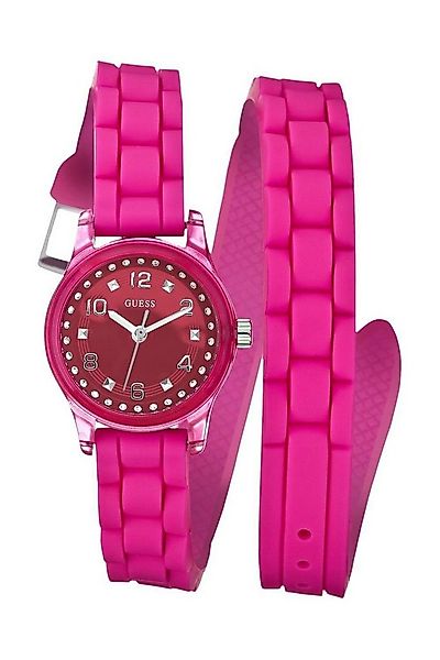 Guess Quarzuhr Damenuhr Armbanduhr Kunststoff Pink Zirkonia Analog W65023L3 günstig online kaufen