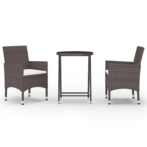 vidaXL 3-Tlg Bistro-Set Poly-Rattan und Hartglas Braun 3095927 günstig online kaufen