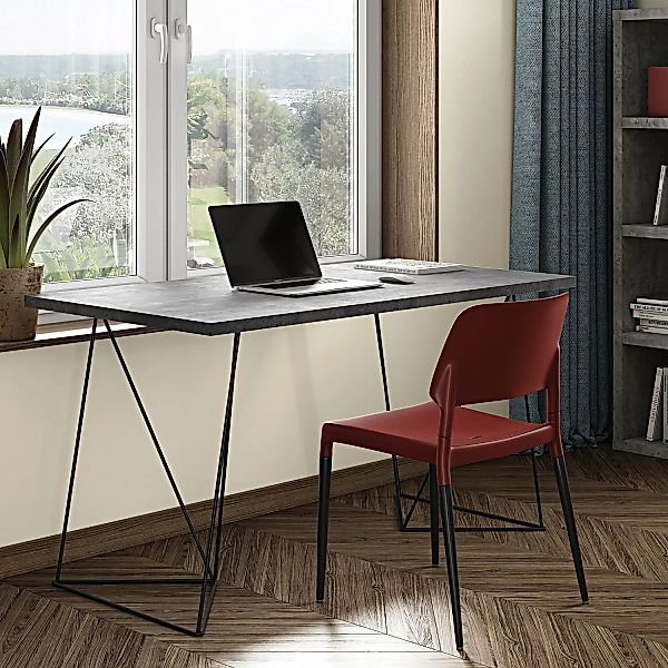 Schreibtisch Oscar holz grau / L 140 x T 75 cm - Betonoptik - POP UP HOME - günstig online kaufen