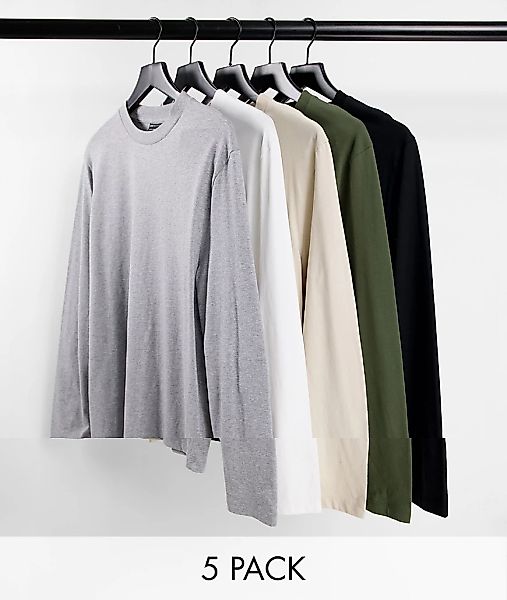 ASOS DESIGN – Langärmlige Shirts aus Bio-Baumwolle in verschiedenen Farben günstig online kaufen