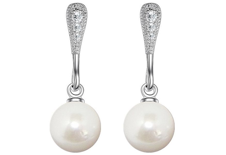 LÖB Perlenohrringe Ohrringe Hängend Silber Tropfen Perlen Anhänger Zirkonia günstig online kaufen