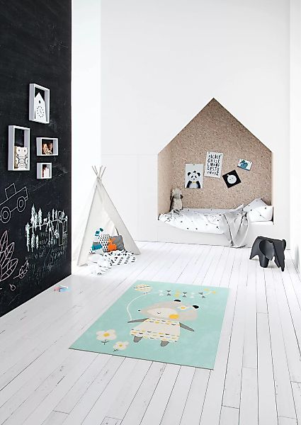 home24 Top Square Kinderteppich Canvas II Taupe mit Motiv Mischgewebe 120x0 günstig online kaufen