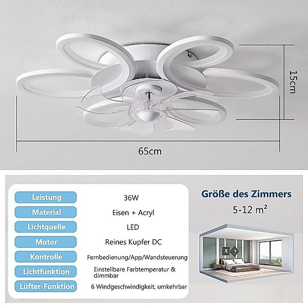 Lapamax Deckenventilator Deckenventilator Mit Lampe Dimmbar günstig online kaufen