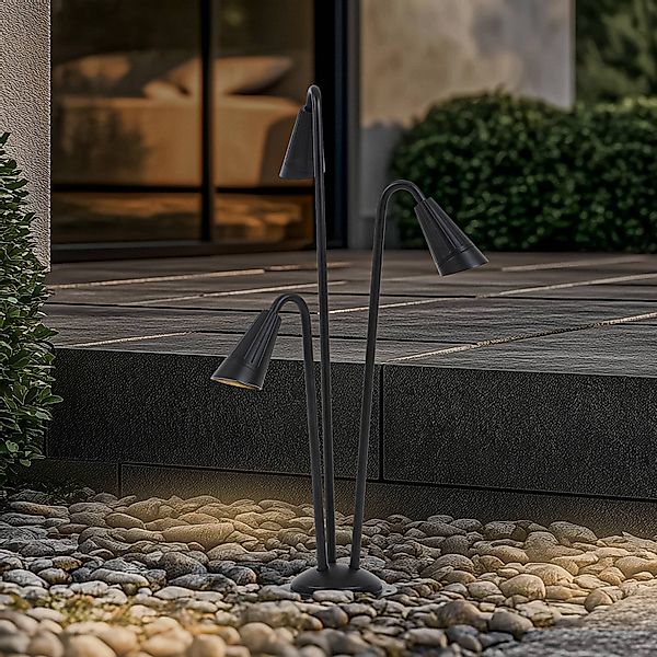 Lindby Wegeleuchte Sorvete, schwarz, Metall, 3-flg., 83cm günstig online kaufen