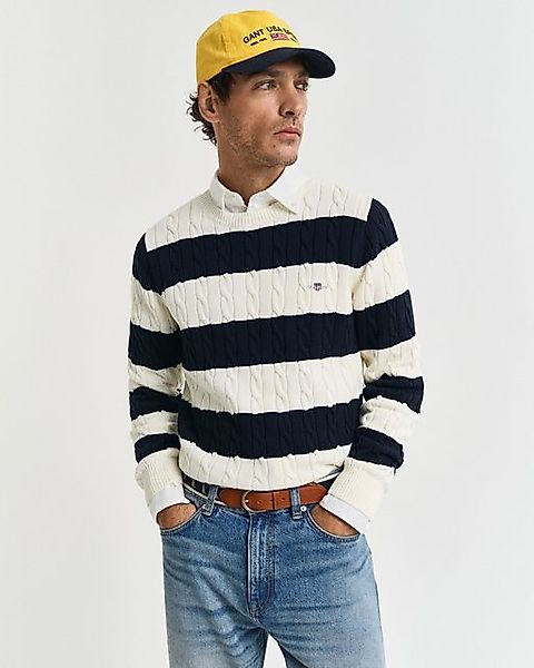 Gant Rundhalspullover STRIPED COTTON CABLE C-NECK besticht durch ein durchg günstig online kaufen