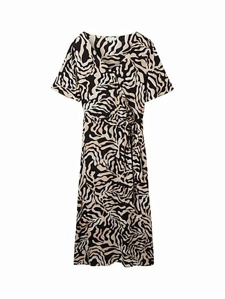 TOM TAILOR Sommerkleid printed wrap dress, black cut palmtree design günstig online kaufen