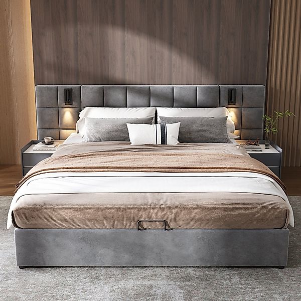 OKWISH Polsterbett Doppelbett Jugendbett Bett Stauraumbett günstig online kaufen