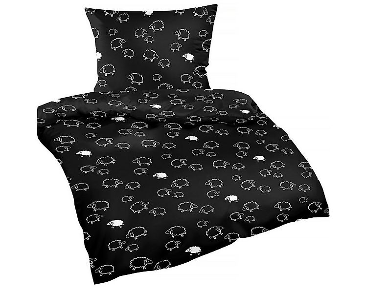 Heubergshop Bettwäsche, Renforcé, 135x200cm + 80x80cm - Schafe Schwarz Baum günstig online kaufen