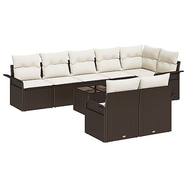 vidaXL Loungesofa 8-teiliges Garten Sofa Set mit Kissen Graues Poly Rattan, günstig online kaufen