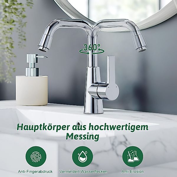 WOOHSE Waschtischarmatur Bad Armatur 360° Drehbar, günstig online kaufen