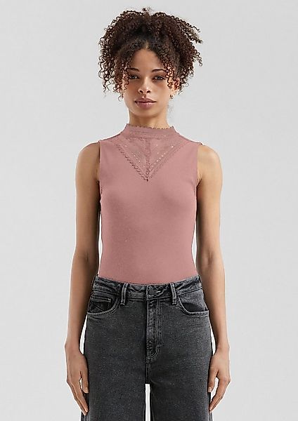 QS Muskelshirt T-Shirt Ripptop mit Spitzeneinsatz günstig online kaufen